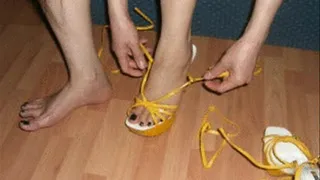 posing in sexy Sandal heels