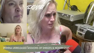 DONNA SNEEZES AND SNEEZES! "UNRELEASED SESSIONS" OVER 30 MINUTES OF SNEEZING, SNORTING AND NOSEBLOWING
