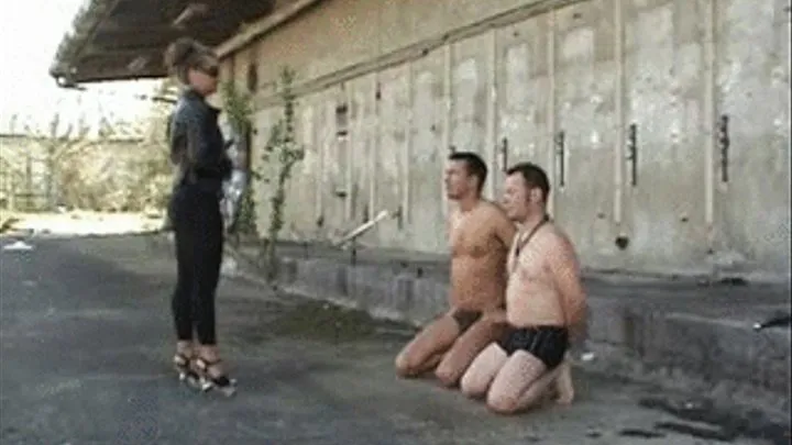 Humilation of 2 Slaves in a garden