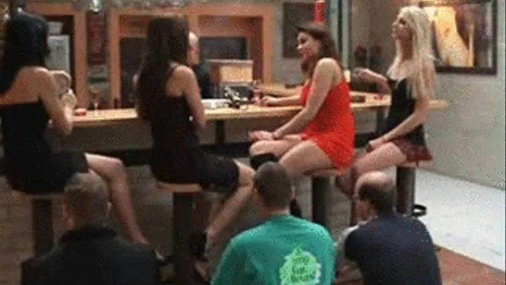 4 young sexy Girls dominates 4 Boys in a Bar