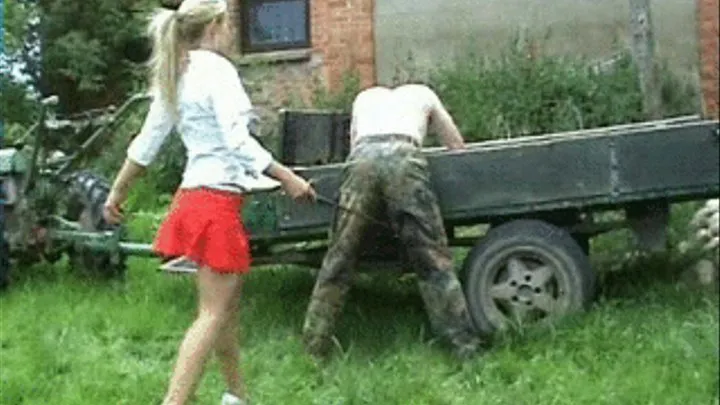 Young amazing Girl dominates a man in a Farm - Part 2