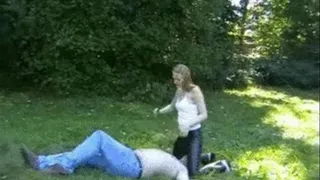 Goddess Alexis humilates a man in a park - Part 2