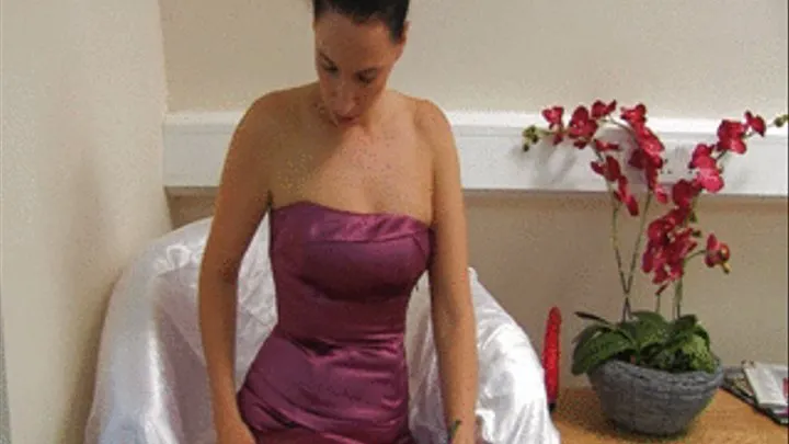 SSSF608 Tammie Lee - Sitting pretty in her grape colored satin evening dress, Tammie Lee knows how to please and tease all her shiny following fans