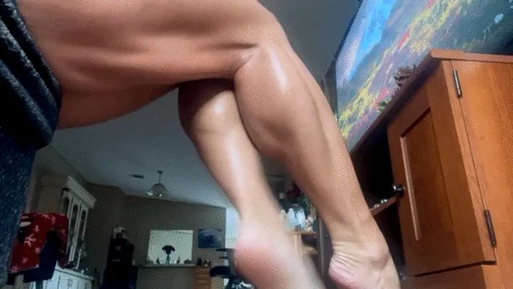 Seated Seductive Leg Crossing Muscle Worship Barefeet