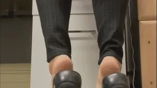 Black Slacks Sexy Sandals and Barefeet Office