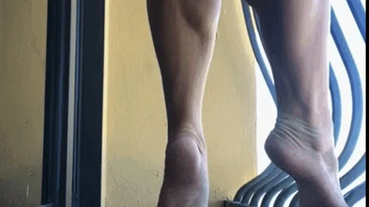 Balcony Barefoot Muscular Calves Flex