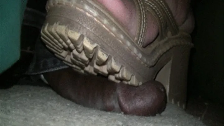 Cock crushed under Mistress Crush rugged sandals