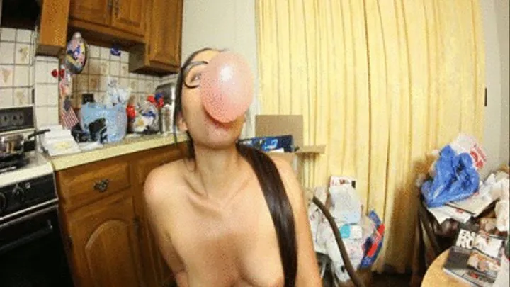 Asian Samantha's Topless Bubble Gum Blowing Extravaganza