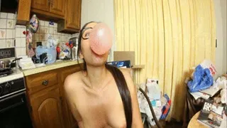 Asian Samantha's Topless Bubble Gum Blowing Extravaganza ( High Definition)