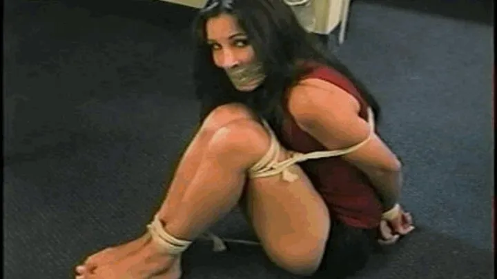 27 Yr OLD CUTE & SEXY LATINA GETS MOUTH STUFFED WITH STINKY STOCKING, WRAP TAPE GAGGED, BALL-TIED, BAREFOOT & TOE-TIED