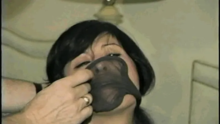 40 Yr OLD SEXY HAIRDRESSER MOUTH STUFFED & CLEAVE GAGGED WITH STINKY STOCKINGS, CROTCH ROPED, BAREFOOT & TOE TIED