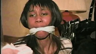 FEISTY & CUTE SARAH GETS HANDGAGGED, MOUTH STUFFED, CLEAVE GAGGED, STRUGGLES AND DOES SOME GAG TALKING