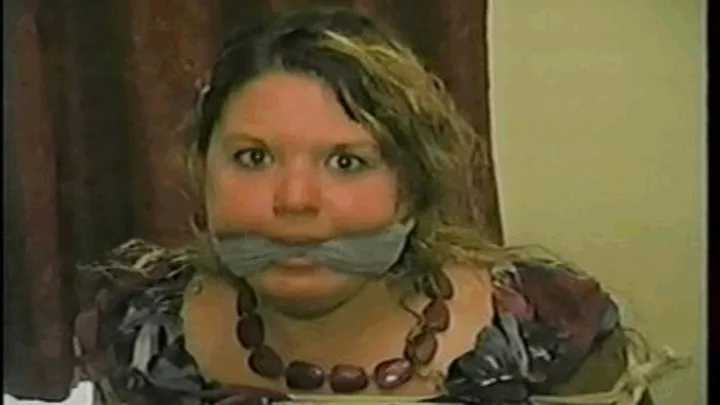 BBW MICHELLE GETS HANDGAGGED, MOUTH STUFFED, CLEAVE GAGGED AND TIED TO A CHAIR