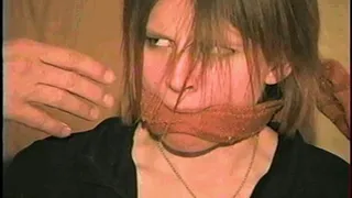 19 YEAR OLD SPUNKY BRAT IS CLEAVE GAGGED & TIED TO A CHAIR