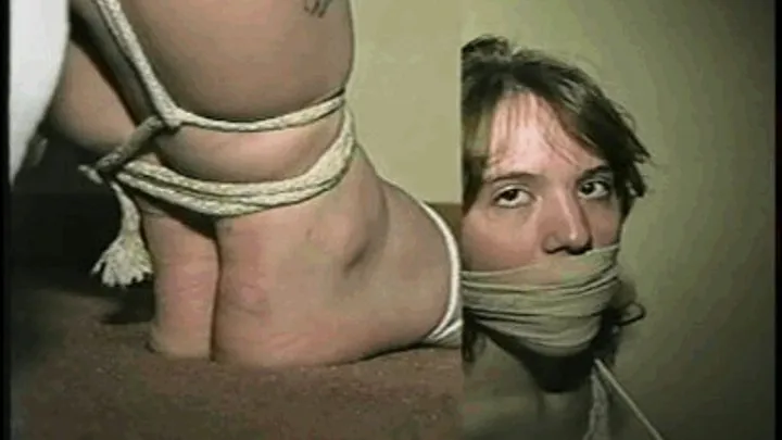 HEATHER HAS PANTIES STUFFED IN MOUTH, ACE BANDAGE WRAP CLEAVE GAGGED, BALL-TIED, BAREFOOT, TOE-TIED & BLINDFOLDED