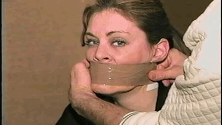 26 YEAR OLD WAITRESS IS MOUTH STUFFED, WRAP TAPE GAGGED, BALL-TIED, TOE-TIED IN PANTYHOSE