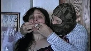 34 YR OLD STAY AT HOME STEP-MOM GETS HANDGAGGED, MOUTH STUFFED, HAND FEET & TOE TIED, CLEAVE GAGGED AND TIED TO A CHAIR