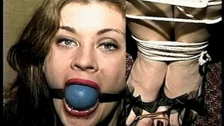 26 YEAR OLD RIVER IS BALL-GAGGED, WIDE EYED DROOLING, TIGHTLY ROPE TIED & TOE-TIED WHILE WEARING OPEN TOE HIGH HEELS