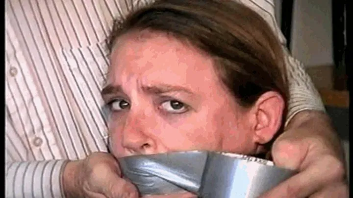 25 Yr OLD NEWS PAPER REPORTER GETS HANDGAGGED, MOUTH STUFFED, CLEAVE GAGGED, WRAP DUCT TAPE GAGGED, TAPE & ROPE BALL TIED, NYLON COVERED FEET AND TOE-TIED