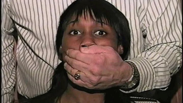 BLACK FEISTY & CUTE SARA IS MOUTH STUFFED, CHAIR TIED, CLEAVE GAGGED & TIGHTLY HANDGAGGED