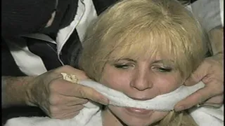 31 YR OLD BARTENDER IS CLEAVE GAGGED, TITS EXPOSED, RANSOM CALL, PANTIE-LESS & TAPE GAGGED