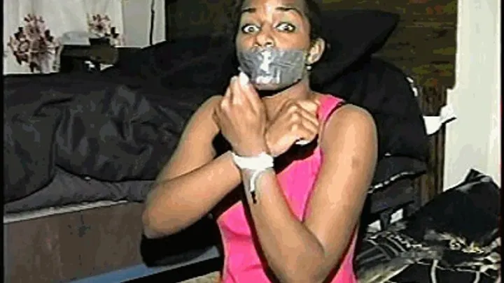 BLACK STUDENT TAPE GAGGED, TOE TIED HOSTAGE