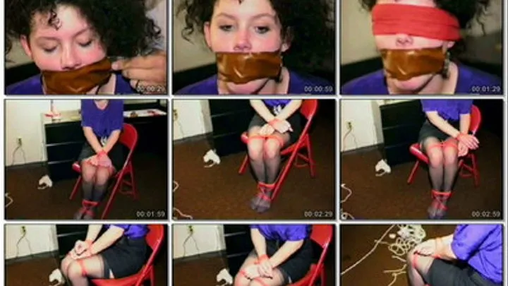 LEATHER GAGGED, BLINDFOLDED & TIED TO A CHAIR