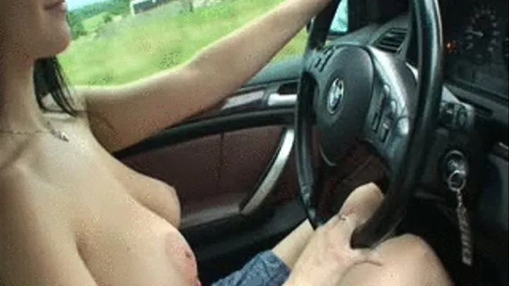 Topless car driving