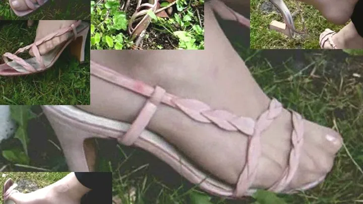 sexy sandals and nylons in the garden