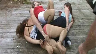 3 Girl Out Door Hand Cuffing