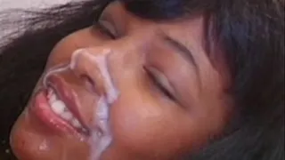 Ebony woman with curves sucks a fat dick and gets a mouthful FULL VERSION