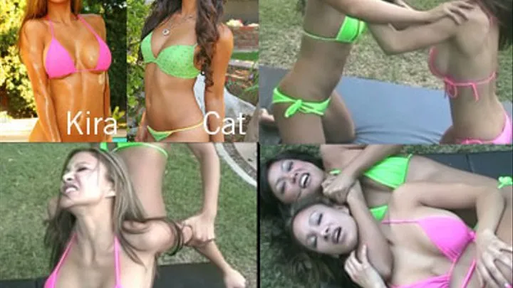 Cat vs Kira Bikini Wrestling