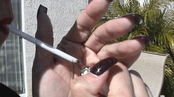 Smoking with Burgundy Nails - HIGH QUALITY