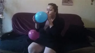 Blowing up balloons (and big tits!)