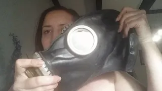 Breathplay: gas mask and rubber gloves