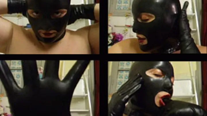 Showing my rubber mask and gloves 001