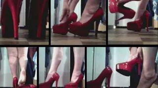 My red platform pumps