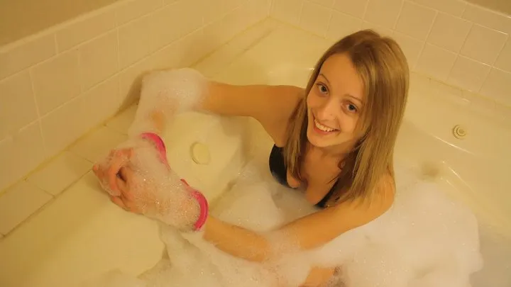 Danielle - Handcuffed in Bubble Filled Tub Wearing Swim Mask
