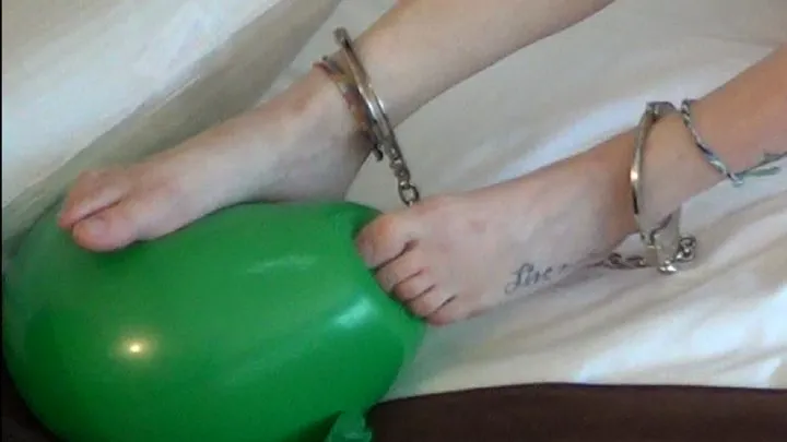 Sarahh - Shackled Barefeet Balloon Popping Struggle