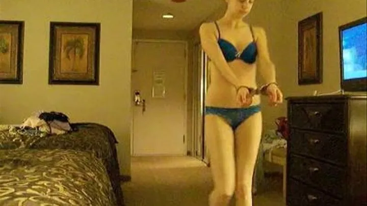 Lindsay2 - Handcuffed Walk in Bra & Panties