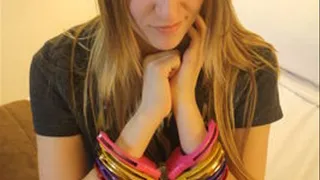 Samantha - Locks Colored Handcuffs on Herself