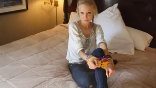 Bristol - Small Blond Girl Locks Cuffs on Herself