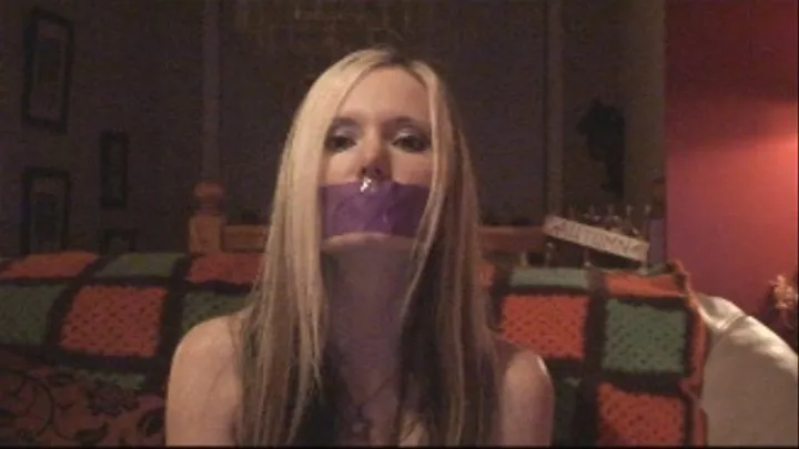 Tiffani Talks Through Purple Duct Tape Gag