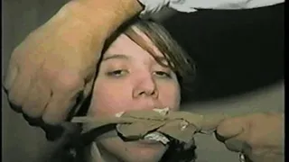 18 YEAR OLD SCHOOL GIRL IS MOUTH STUFFED, CLEAVE GAGGED, BLINDFOLDED, NYLON STOCKING GAGGED, TAPE GAGGED AND HANDGAGGED