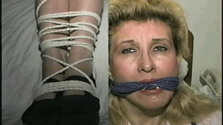 44 Yr OLD HOUSEKEEPER IS BANDANA CLEAVE GAGGED, BALL-TIED & HANDGAGGED ON THE BED