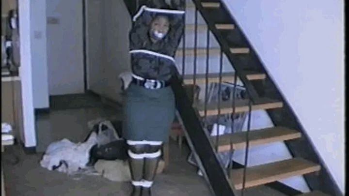 19 Yr OLD BLACK STUDENT MOUTH STUFFED, TAPE GAGGED, TIED HANDS OVERHEAD TO STAIRWAY & BLINDFOLDED