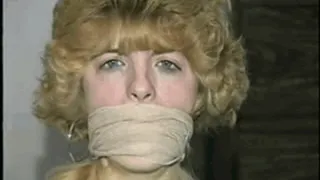 SWEET TERRI IS ACE BANDAGE GAGGED, BLINDFOLDED, MOUTH STUFFED & BALL-GAGGED