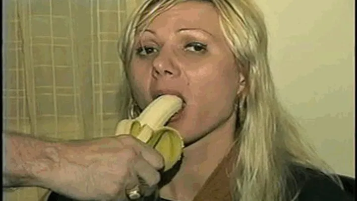 29 Yr OLD SEXY ROMANIAN IS FED A BANANA WHILE TIED TO A CHAIR, TAPE GAGGED & FREE HERSELF BY BITING HER RAWHIDE BONDS