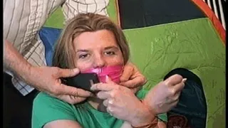 38 Yr OLD SOCIAL WORKER GETS HANDGAGGED, WRAP BONDAGE TAPE GAGGED, DOES RANSOM CALL, GAG TALKING, MOUTH STUFFED, CLEAVE GAGGED & TO CHANGE CLOTHS