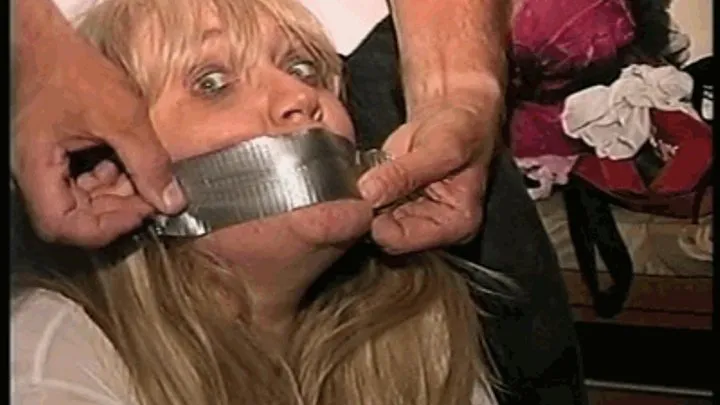 50 Yr OLD REAL ESTATE AGENT IS RING GAGGED, BALL-TIED, BODY, NECK, TIT & MOUTH TICKLED, HANDGAGGED, MOUTH STUFFED, CLEAVE GAGGED, BAREFOOT, TOE-TIED AND DUCT TAPE GAGGED